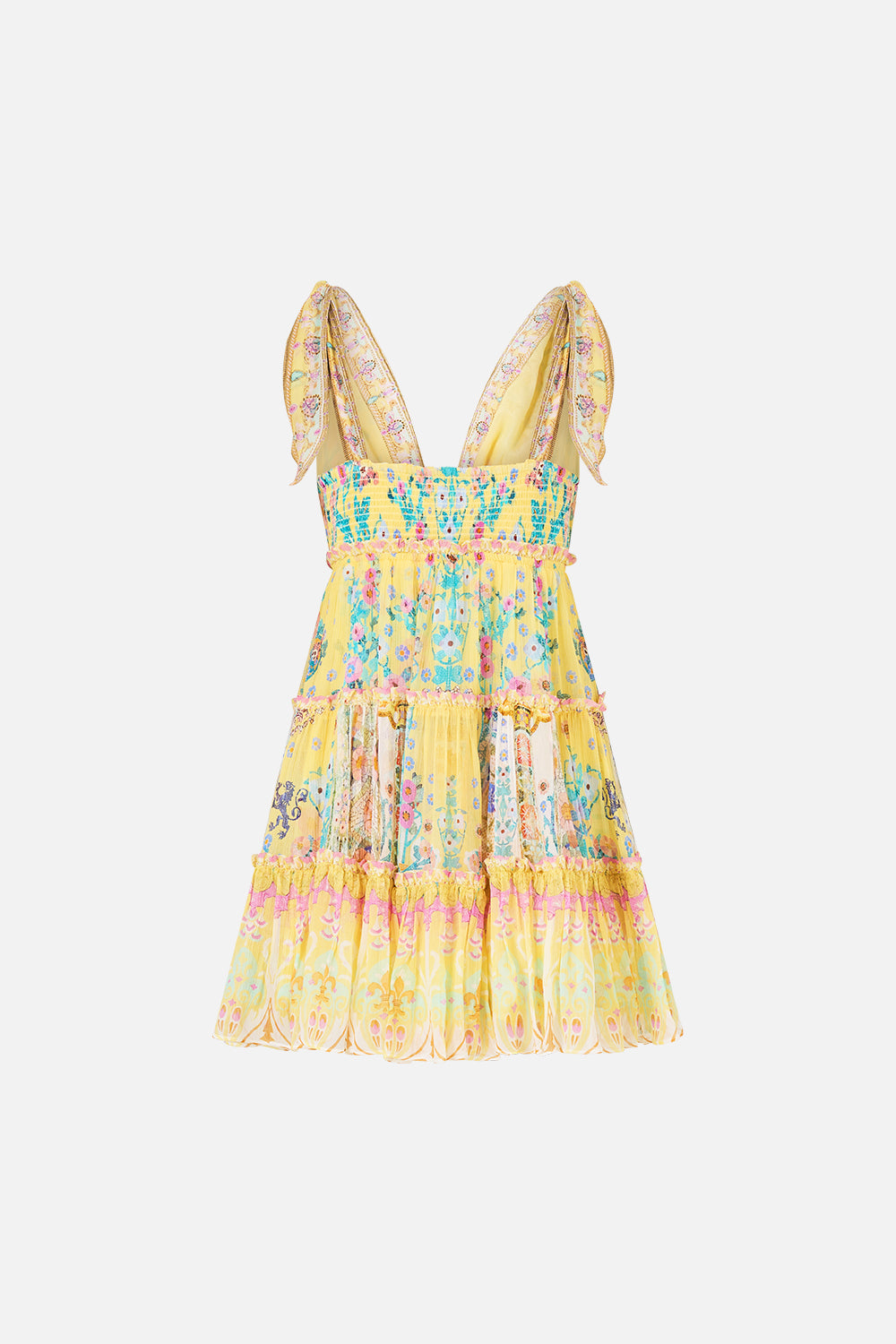 The CAMILLA TIERED SHORT DRESS WITH SHOULDER TIES BARCELONA BEBE