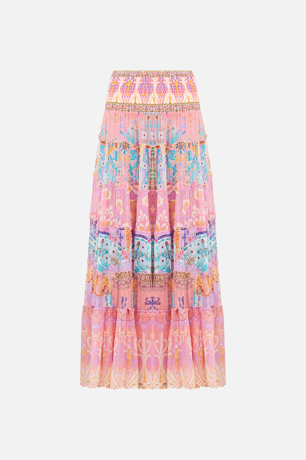 SHIRRED WAIST TIERED CIRCLE SKIRT HOWDY GAUDI
