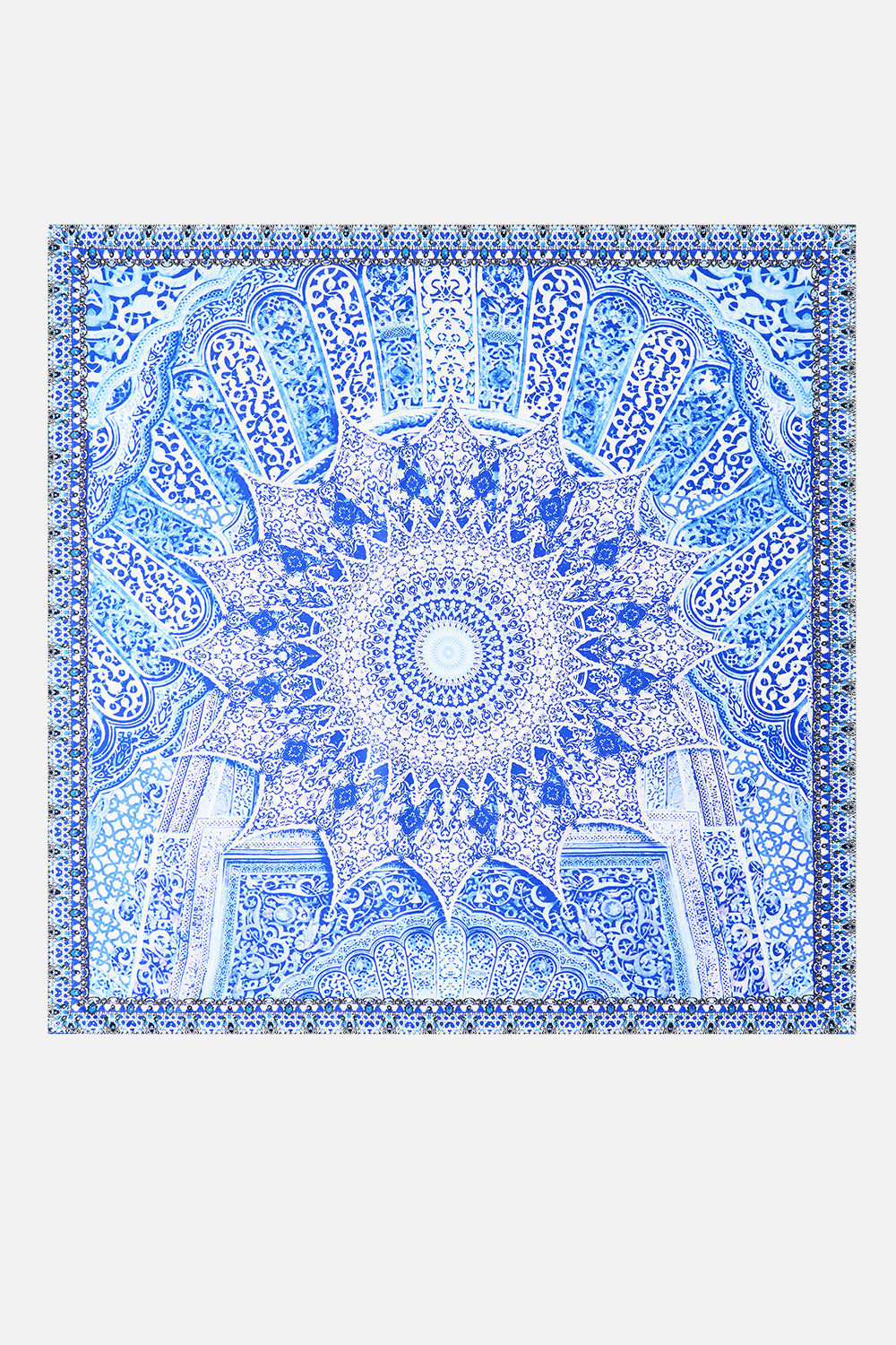 LARGE CRYSTALLED SILK SQUARE SCARF THE BOSPHOROUS