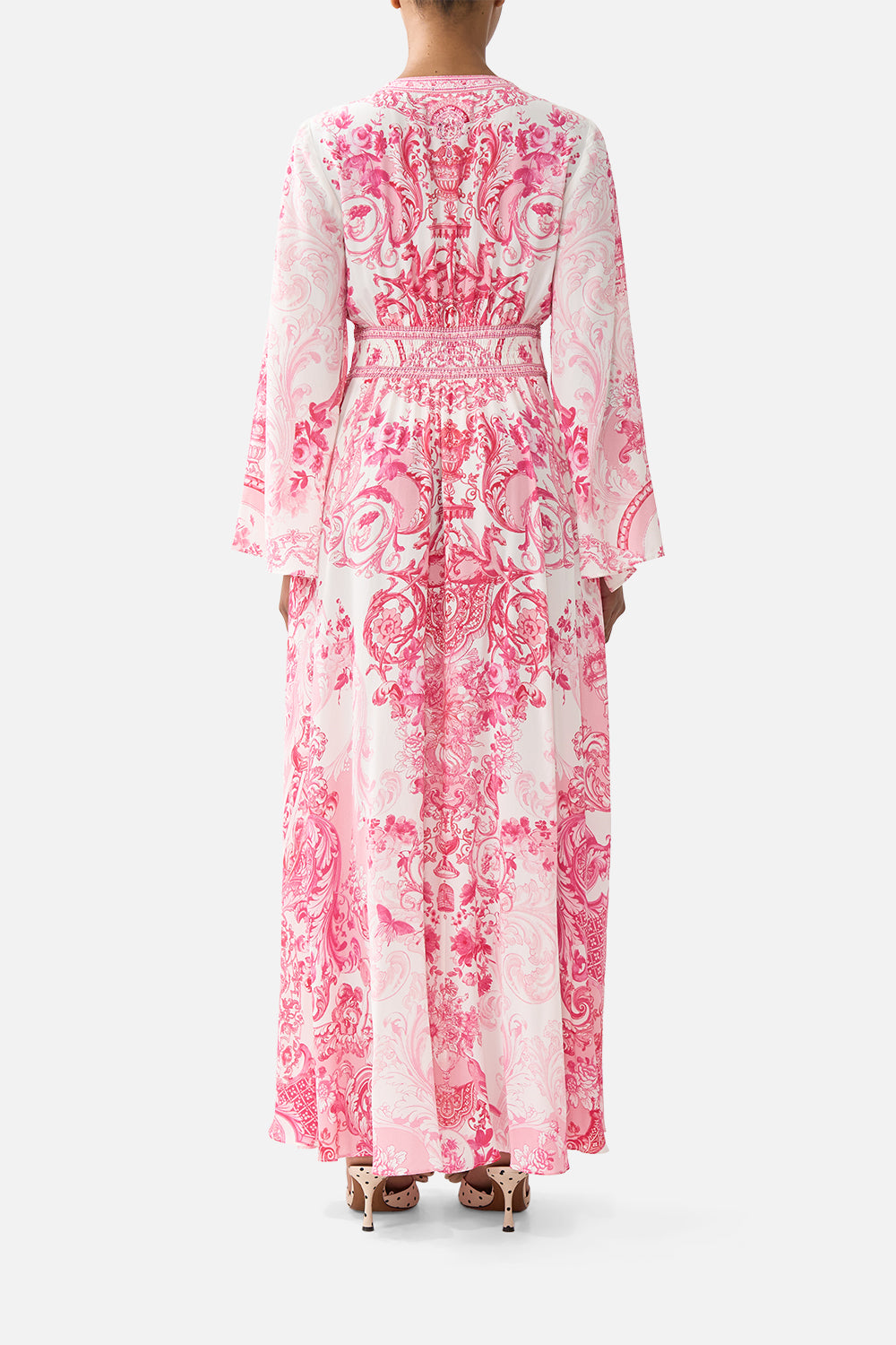 KIMONO SLEEVE DRESS WITH SHIRRING DETAIL LIVIN LA VIDA ROSA