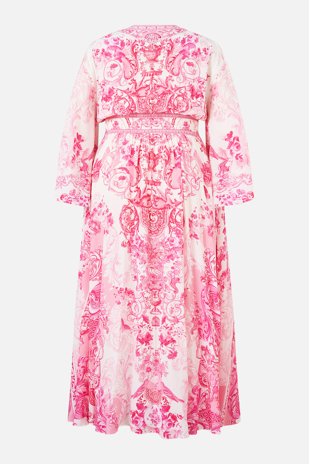 KIMONO SLEEVE DRESS WITH SHIRRING DETAIL LIVIN LA VIDA ROSA