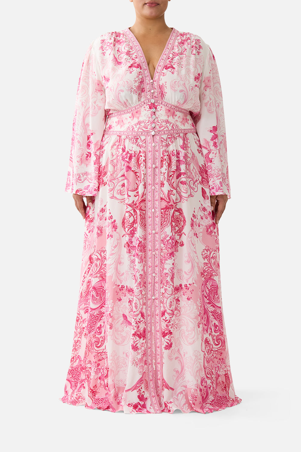 KIMONO SLEEVE DRESS WITH SHIRRING DETAIL LIVIN LA VIDA ROSA