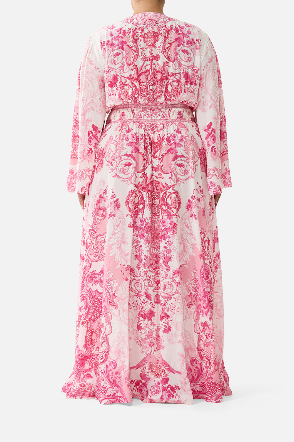 KIMONO SLEEVE DRESS WITH SHIRRING DETAIL LIVIN LA VIDA ROSA