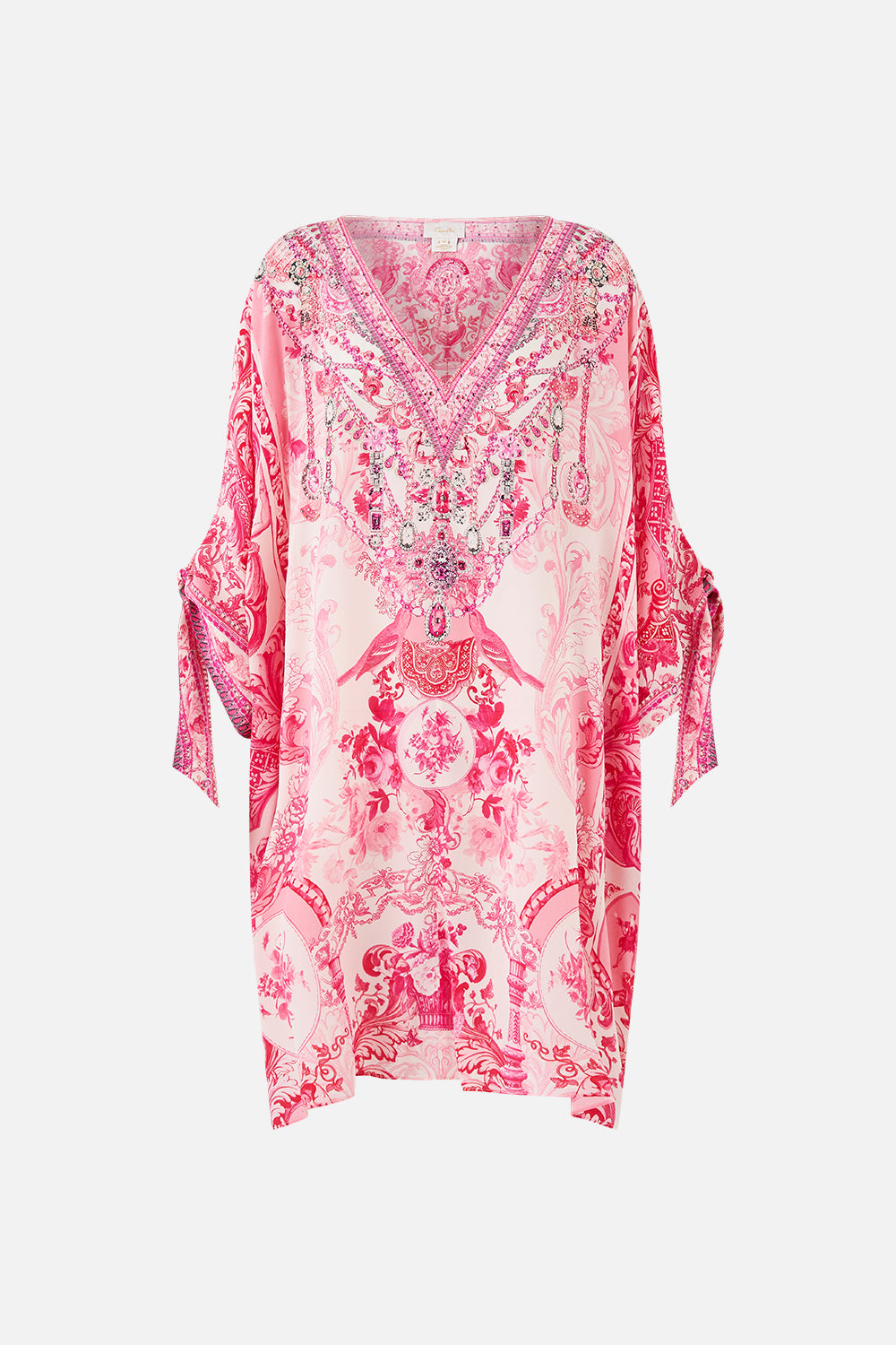 TIE SLEEVE SHORT V NECK KAFTAN LIVIN LA VIDA ROSA