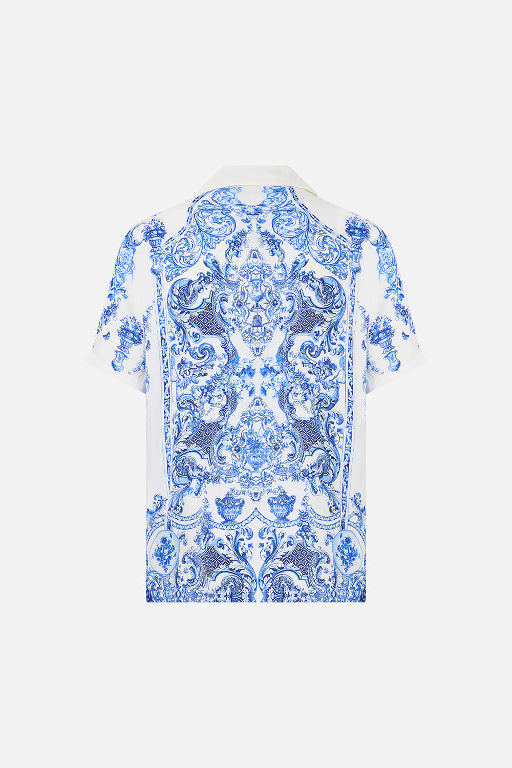 The CAMILLA SHORT SLEEVE CAMP COLLARED SHIRT CERAMIC PANORAMIC