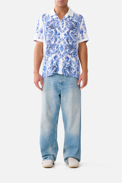 SHORT SLEEVE CAMP COLLARED SHIRT CERAMIC PANORAMIC
