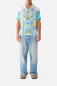 SHORT SLEEVE CAMP COLLARED SHIRT DIAL UP THE TILES