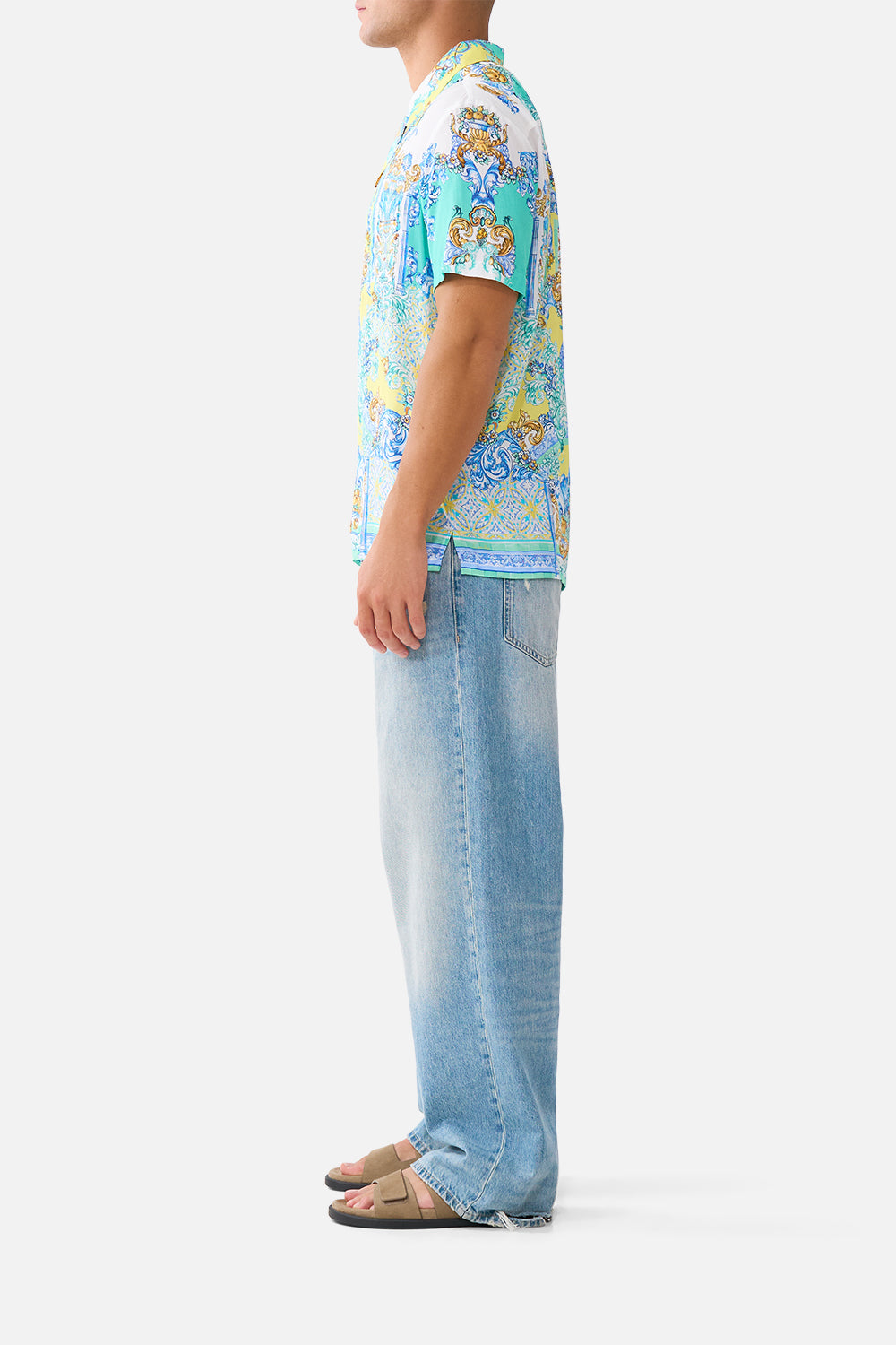 SHORT SLEEVE CAMP COLLARED SHIRT DIAL UP THE TILES