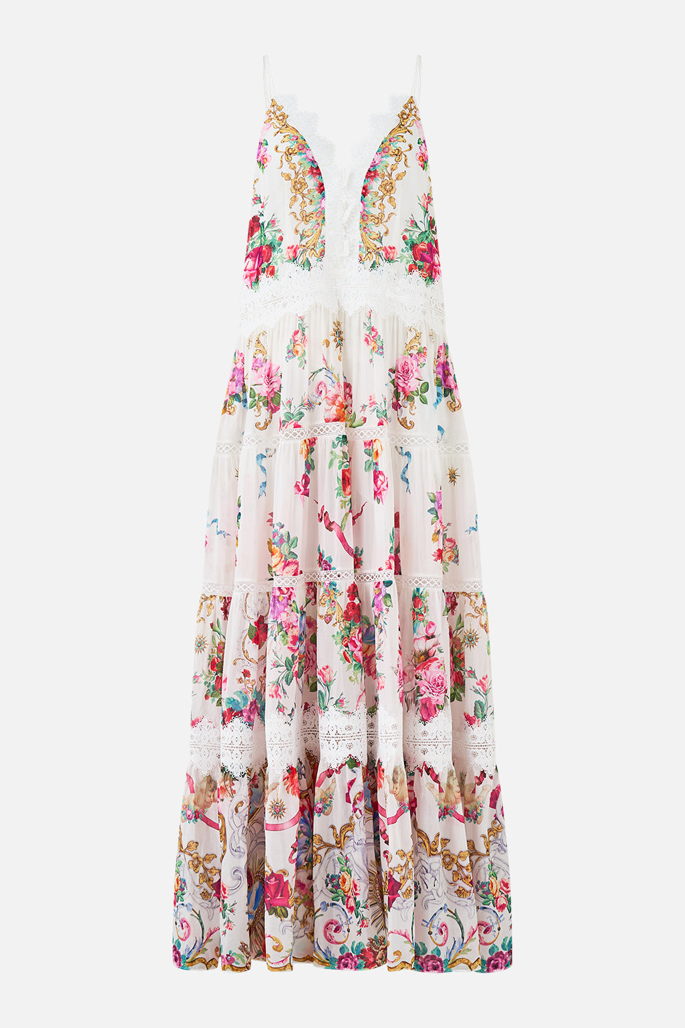 The CAMILLA TRAPEZE TIERED DRESS TORERO LIBERTINE
