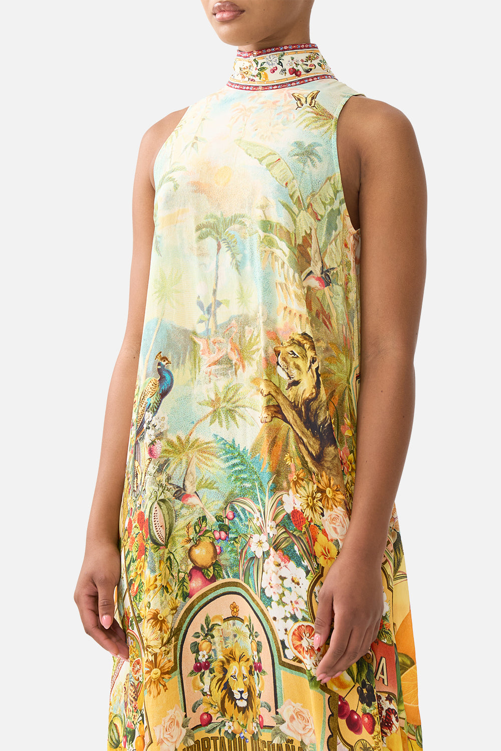 The CAMILLA HIGH NECK DRESS WITH BACK NECK TIE VA VA VINTAGE