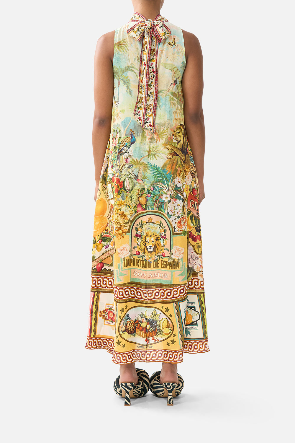 The CAMILLA HIGH NECK DRESS WITH BACK NECK TIE VA VA VINTAGE