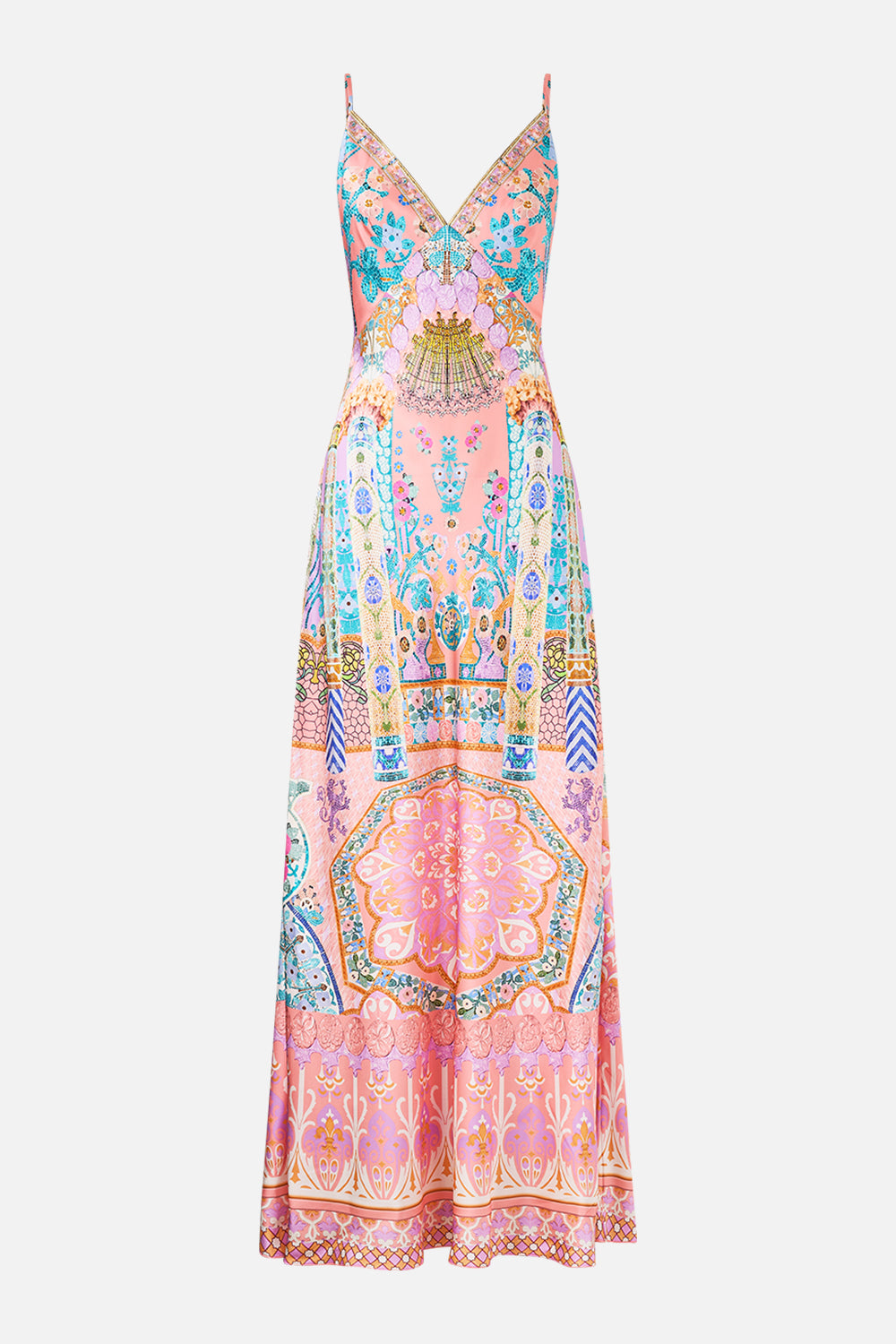The CAMILLA V NECK FULL LENGTH BIAS SLIP DRESS HOWDY GAUDI