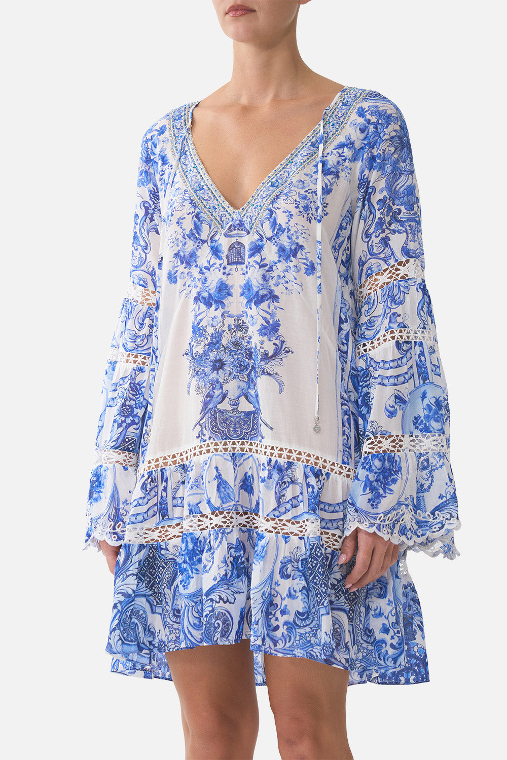 A-LINE GATHERED PANEL DRESS CERAMIC PANORAMIC