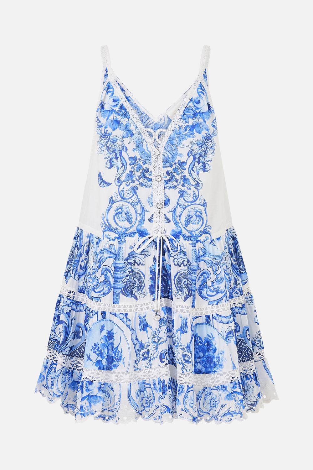 GATHER WAIST SHORT DRESS CERAMIC PANORAMIC