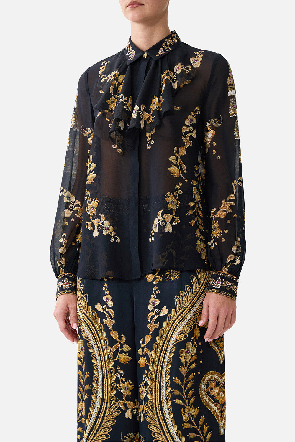 COLLARED SHIRT WITH FRILL NECK DETAIL TAURUS RISING