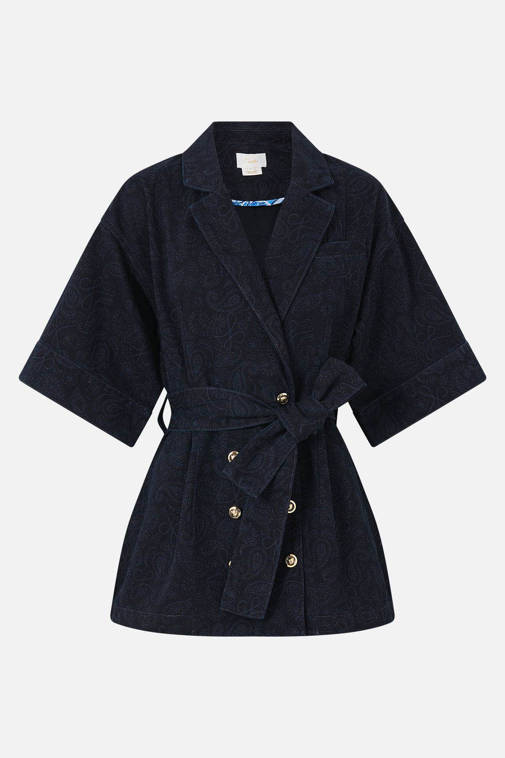 The CAMILLA LALITA AZUL ARISTOCRACY SHORT SLEEVE JACKET DENIM