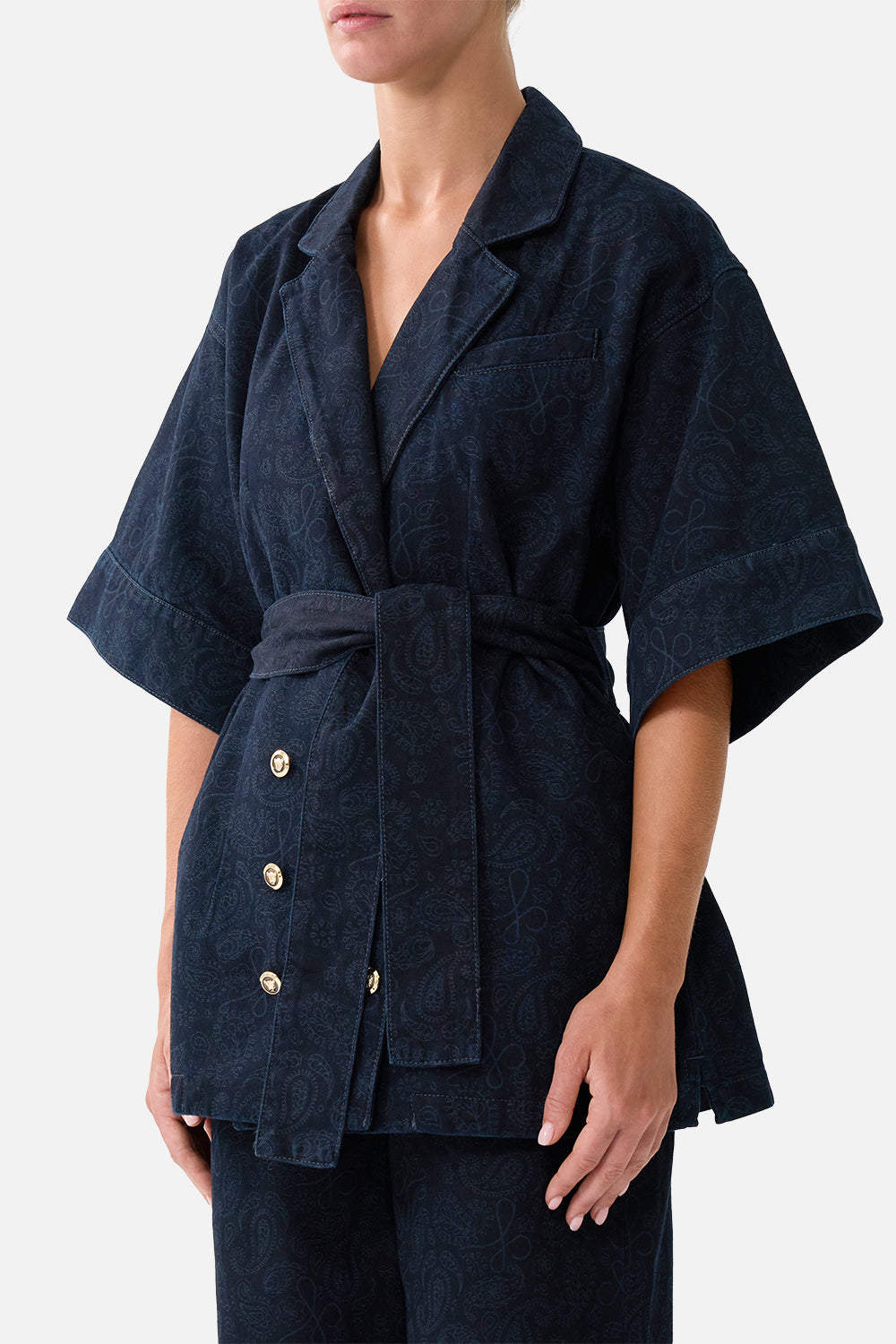 The CAMILLA LALITA AZUL ARISTOCRACY SHORT SLEEVE JACKET DENIM