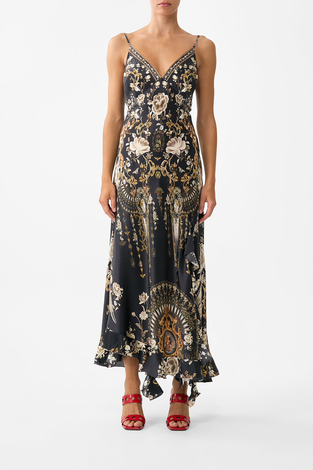 The CAMILLA BIAS SLIP DRESS WITH FRILL HEM FLAMENCO FOLKLOREFLAMENCO FOLKLORE