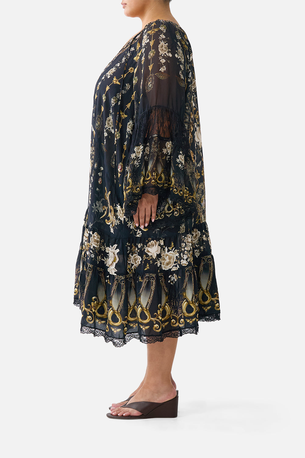 A-LINE GATHERED PANEL DRESS FLAMENCO FOLKLORE