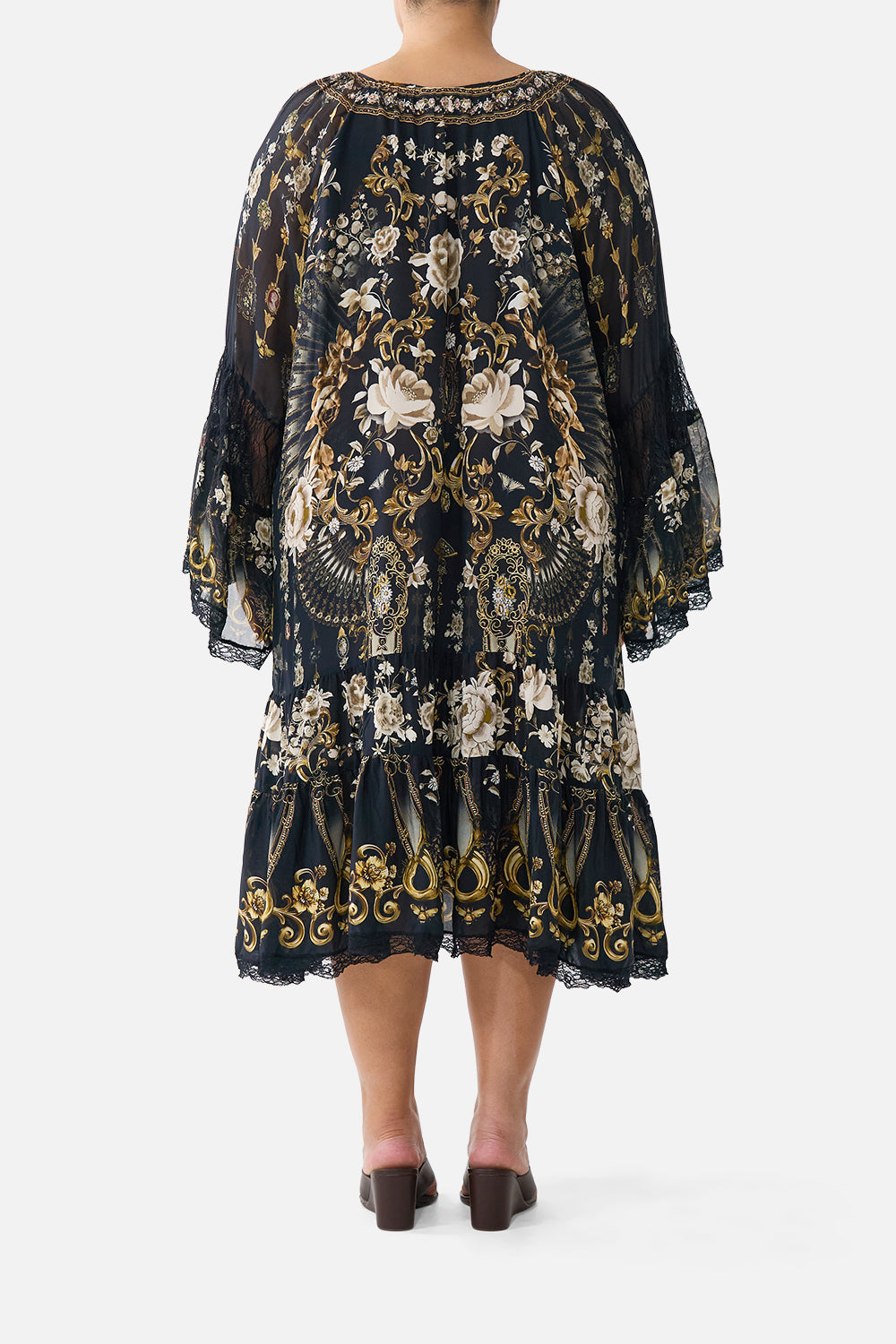 A-LINE GATHERED PANEL DRESS FLAMENCO FOLKLORE