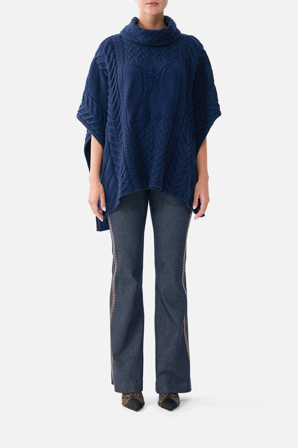 FUNNEL NECK KNIT PONCHO NOTES FROM THE BLUE ROOM