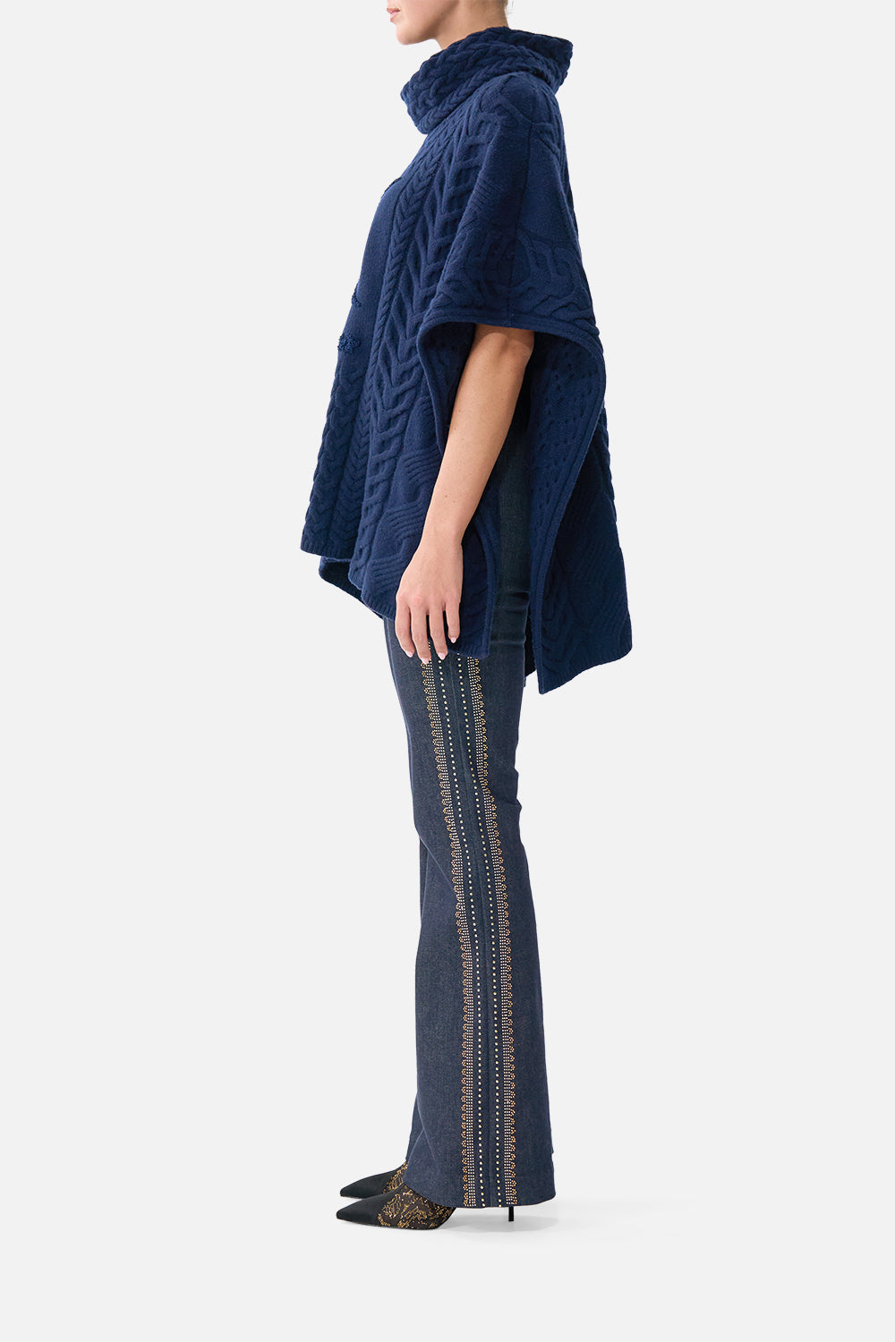 FUNNEL NECK KNIT PONCHO NOTES FROM THE BLUE ROOM
