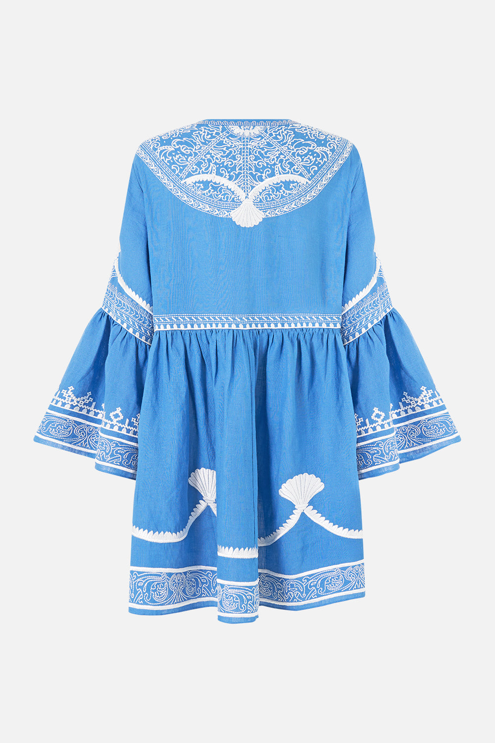 The CAMILLA BUTTON THROUGH MINI DRESS WITH FLARED SLEEVE DE NADA GRANADA