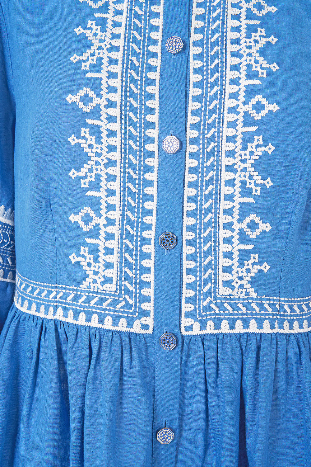 The CAMILLA BUTTON THROUGH MINI DRESS WITH FLARED SLEEVE DE NADA GRANADA