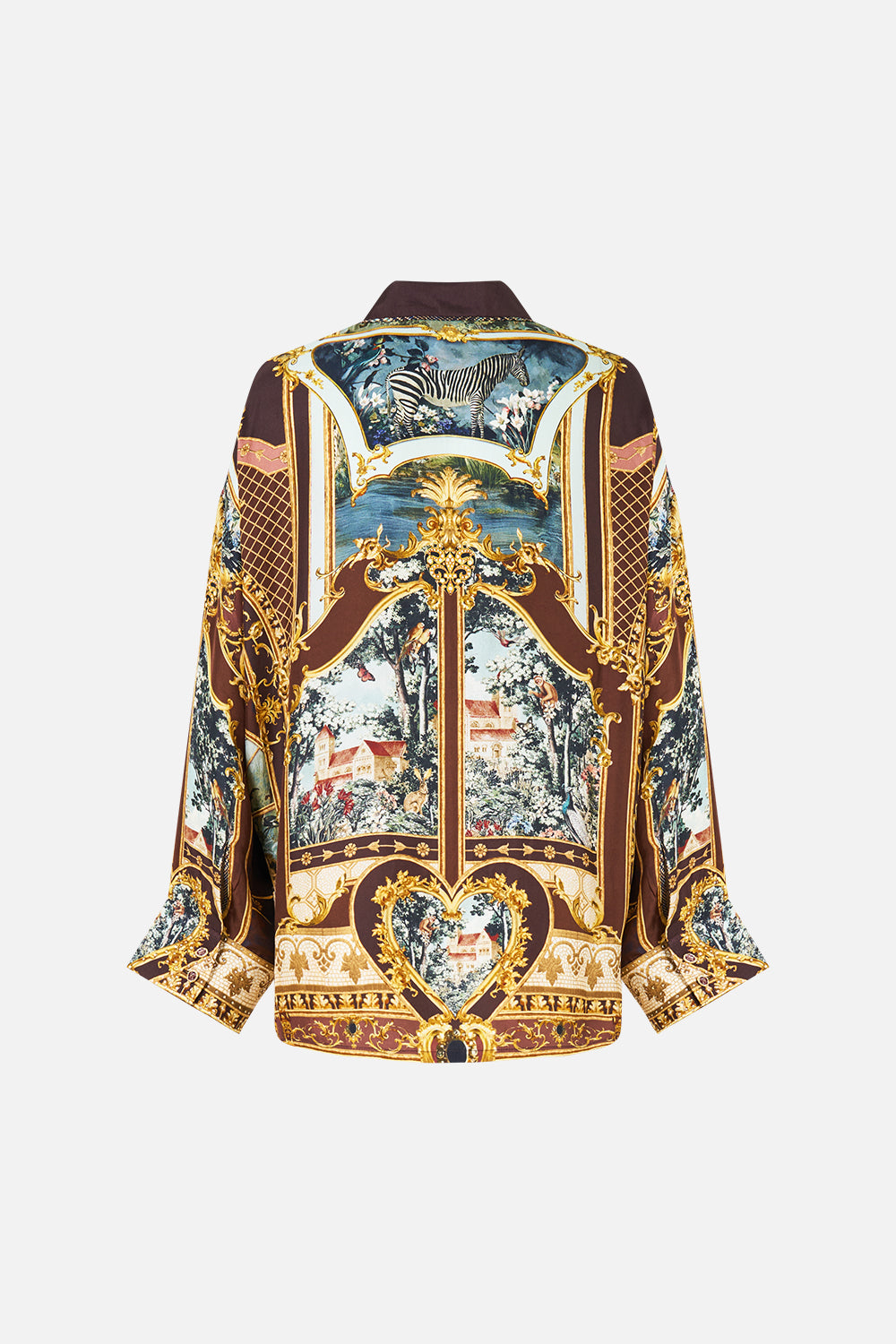 RELAXED COLLARED SHIRT WITH POCKET ANIMALS IN THE PALACE