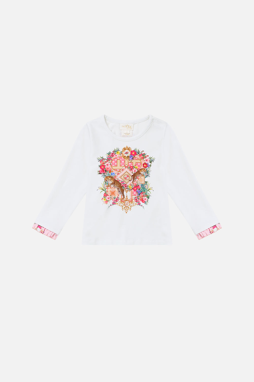 BABIES LONG SLEEVE TEE W FRILL CUFF SHE’S NO WALLFLOWER