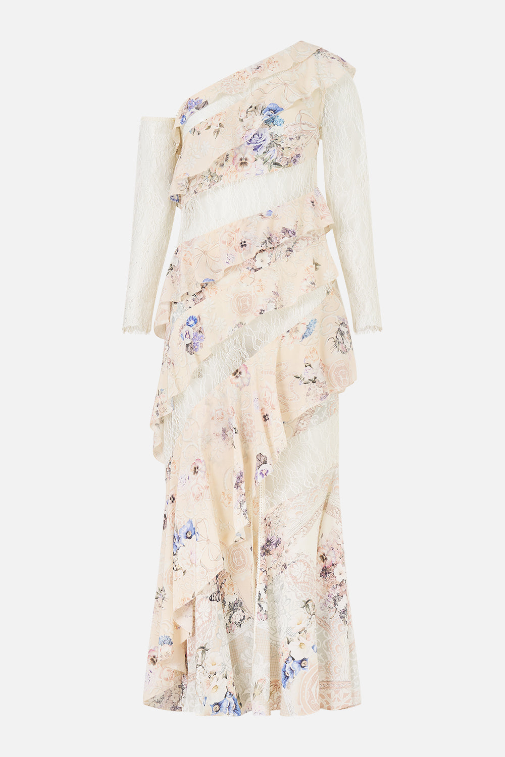 ASYMMETRIC FRILL PANELLED DRESS LACED WITH LOVE