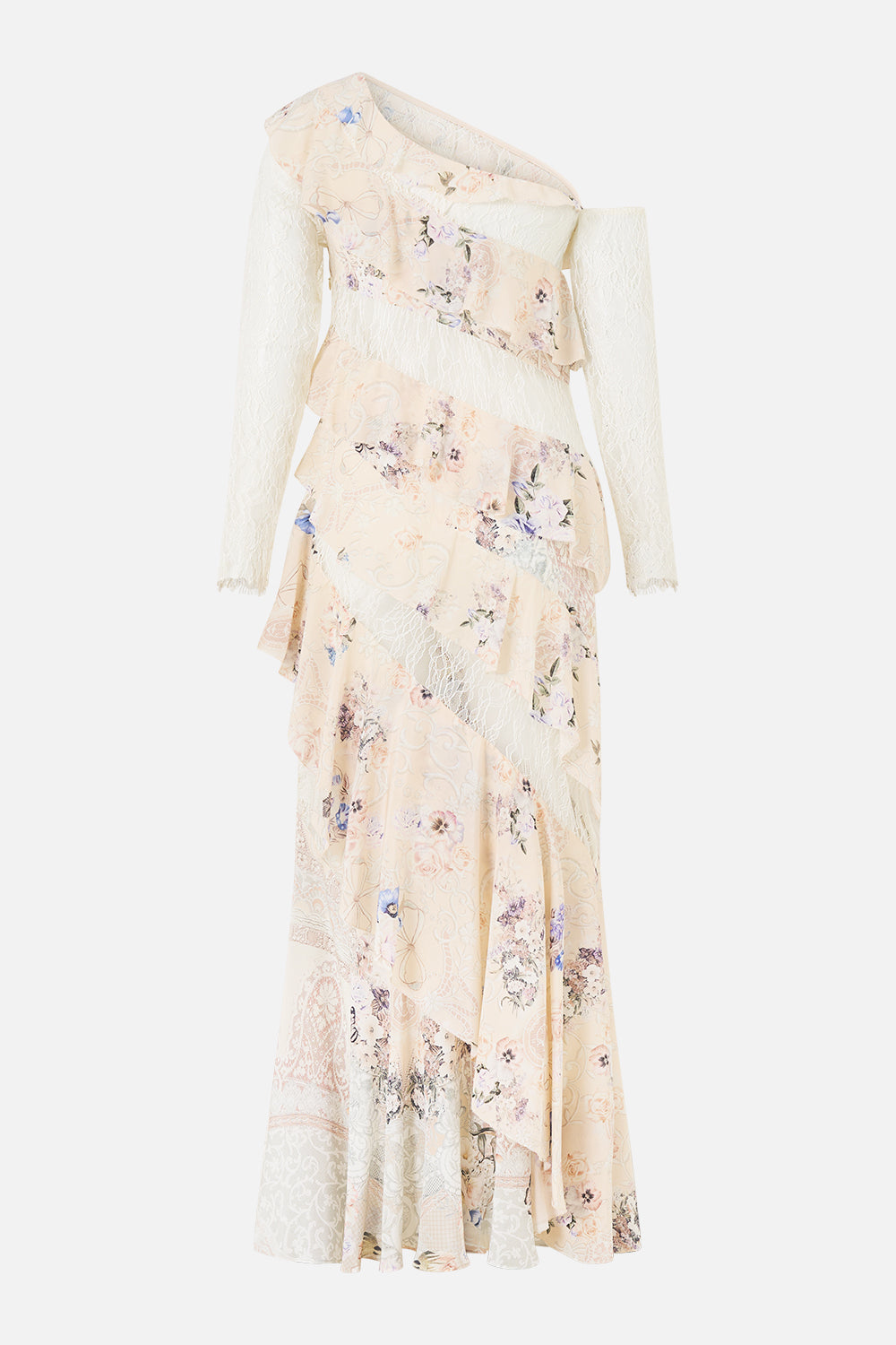 ASYMMETRIC FRILL PANELLED DRESS LACED WITH LOVE