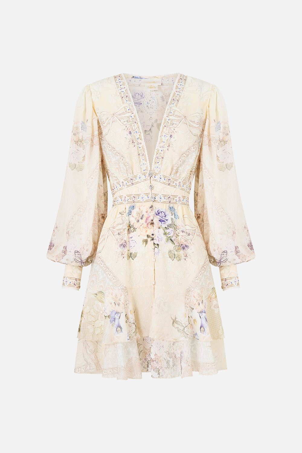 The CAMILLA BUTTON FRONT FRILL DRESS LACED WITH LOVE