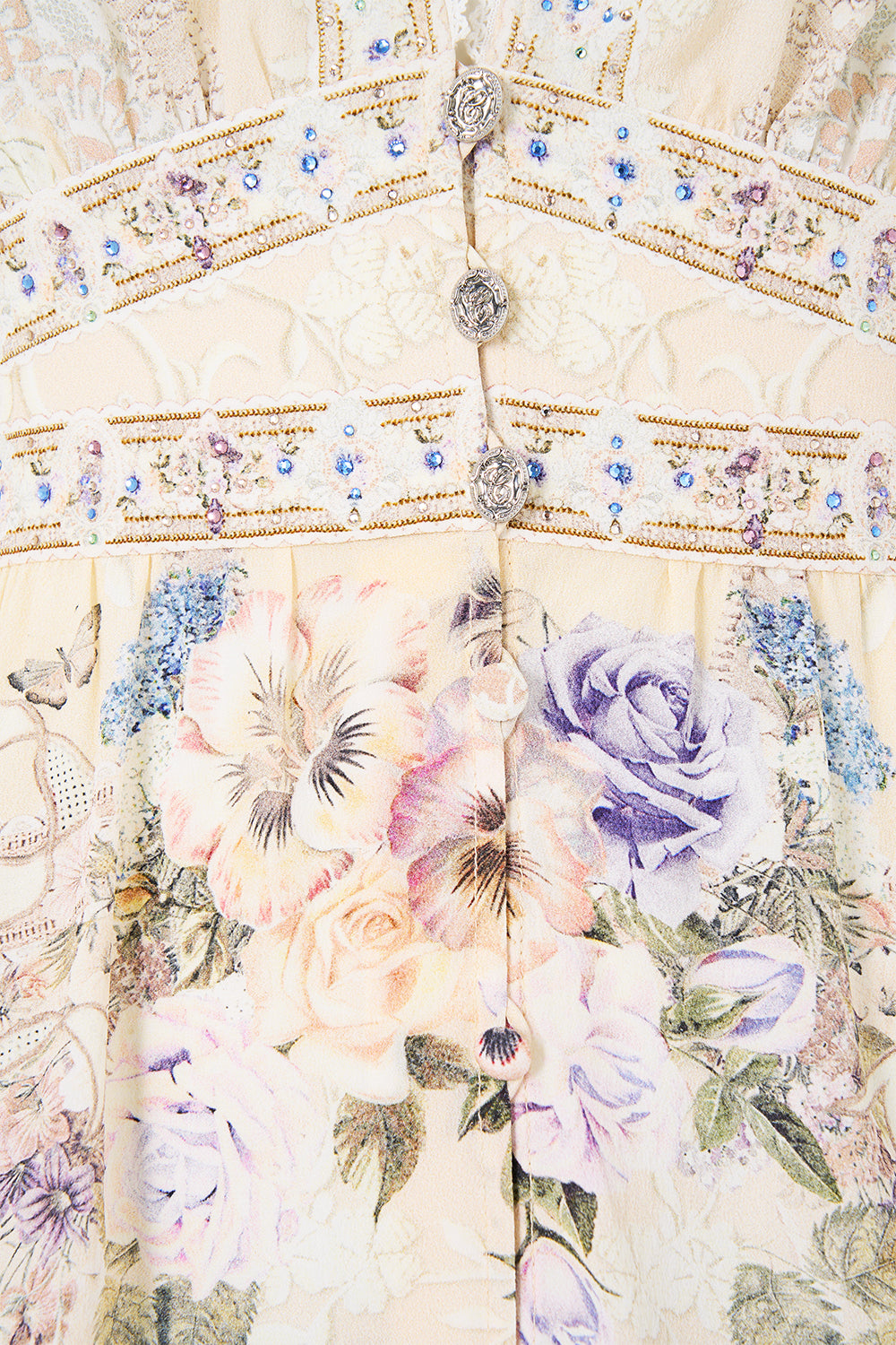 The CAMILLA BUTTON FRONT FRILL DRESS LACED WITH LOVE