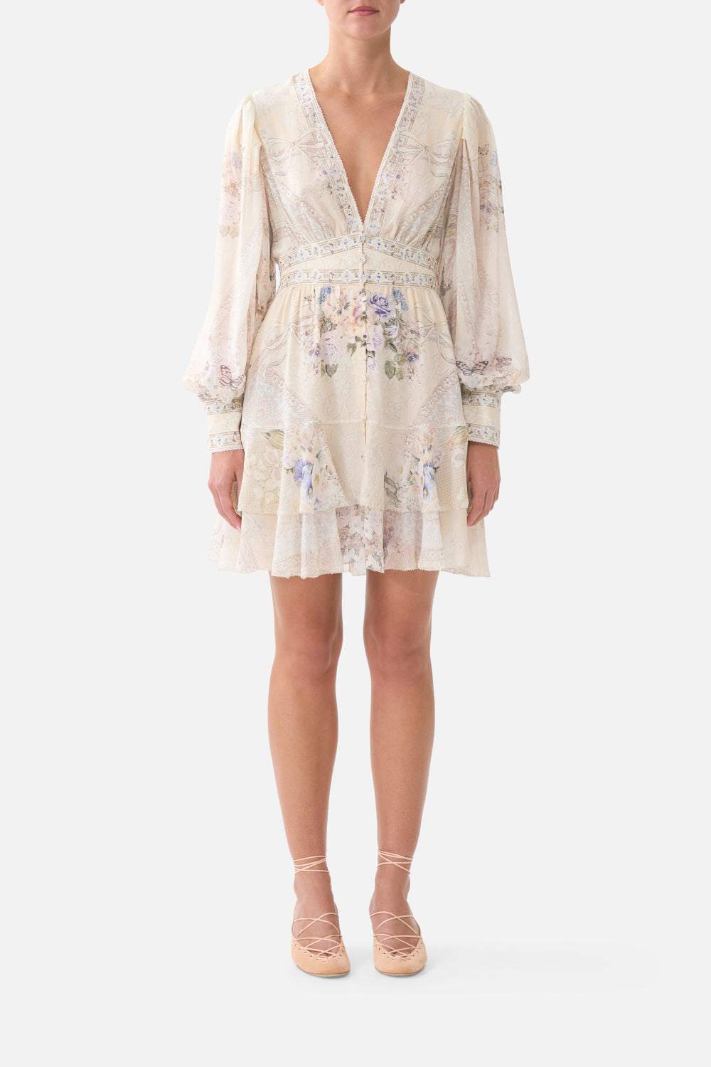 The CAMILLA BUTTON FRONT FRILL DRESS LACED WITH LOVELACED WITH LOVE
