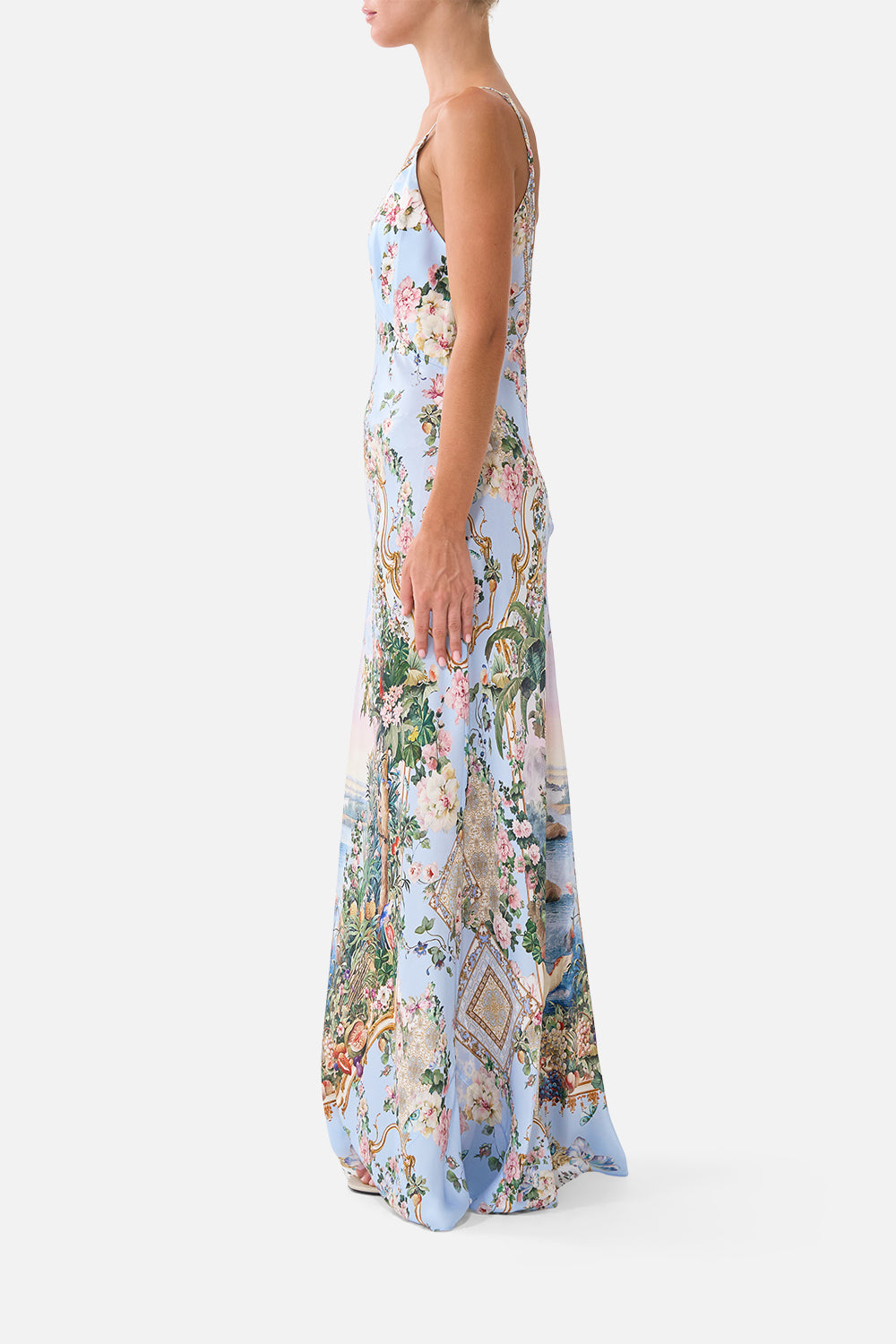 V NECK FULL LENGTH BIAS SLIP DRESS SISI SOCIETY