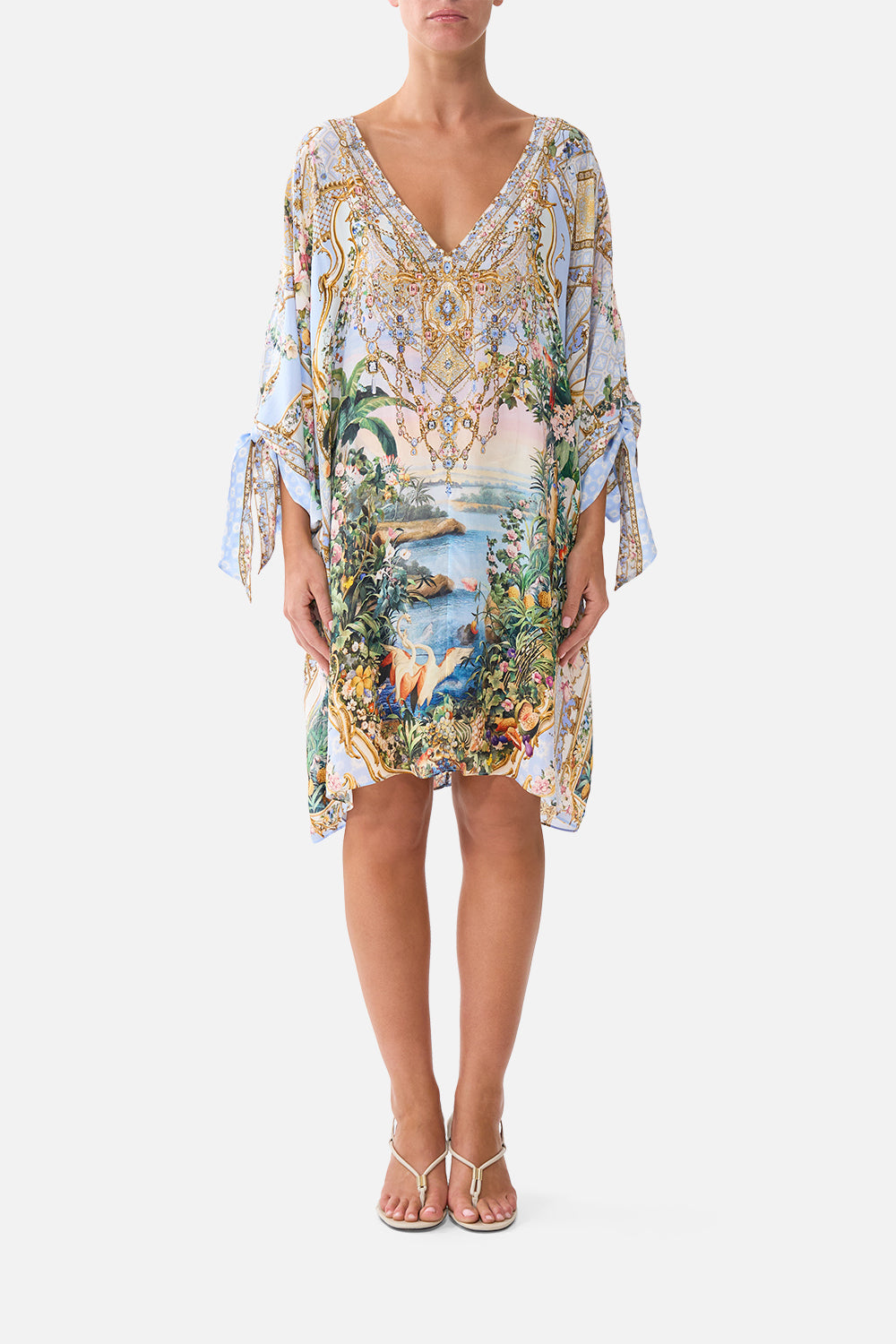 The CAMILLA TIE SLEEVE SHORT V NECK KAFTAN SISI SOCIETYSISI SOCIETY