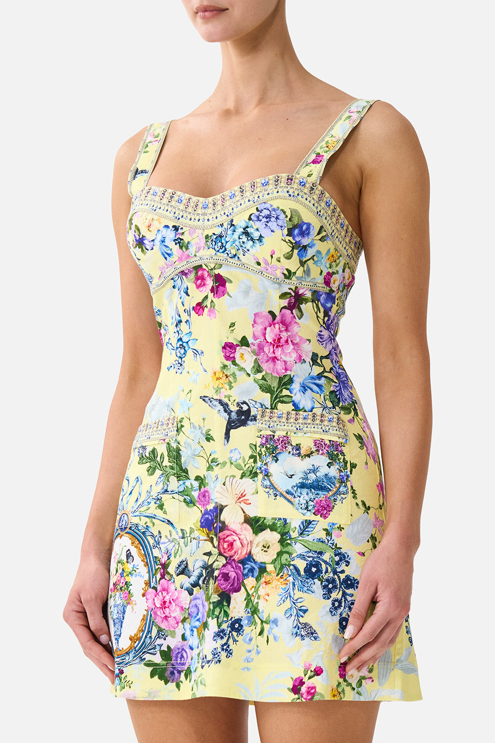FITTED SHORT DRESS WITH TOPSTITCHING CHINOISERIE CHILD