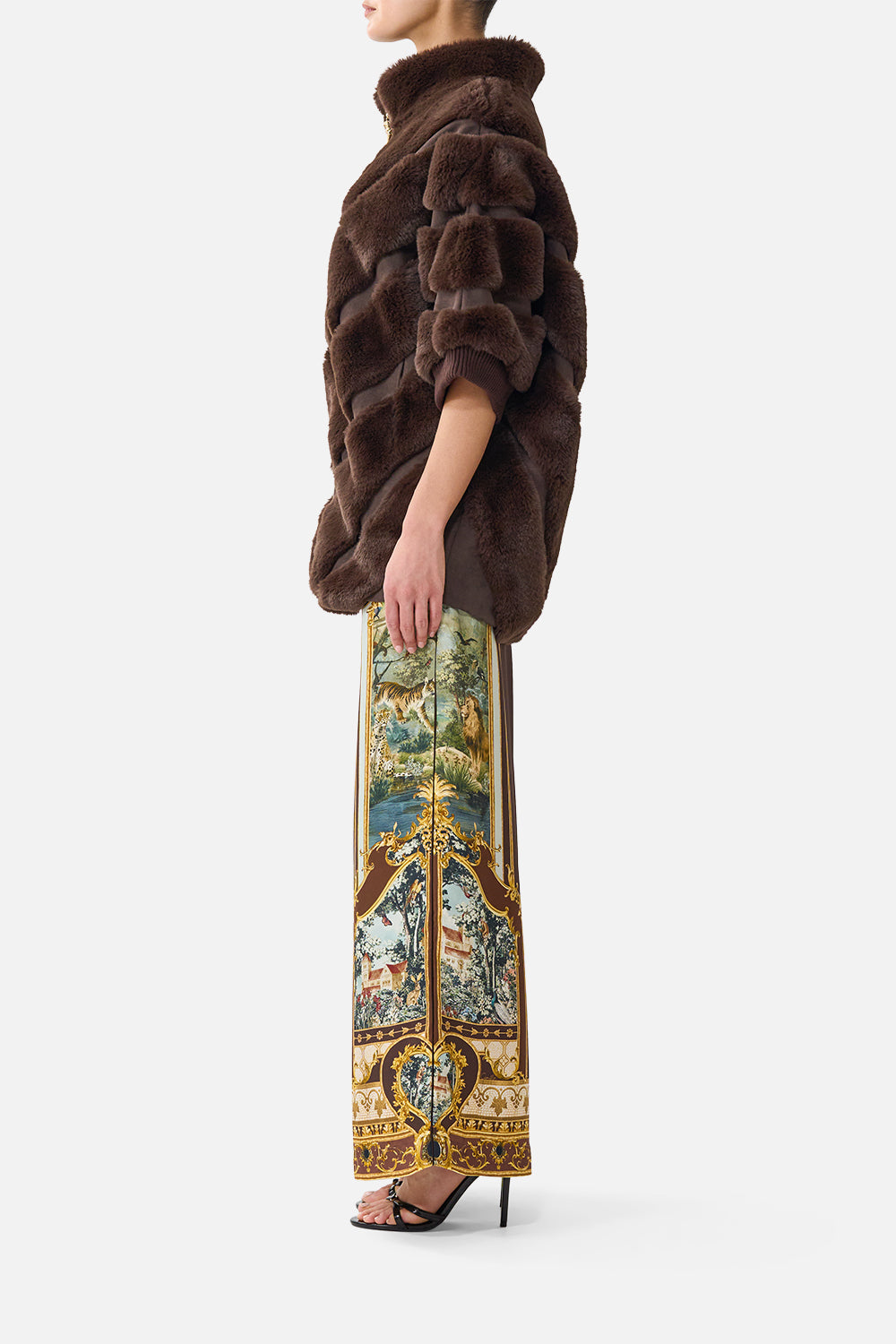 FAUX FUR STRIPE SLOUCH JACKET ANIMALS IN THE PALACE