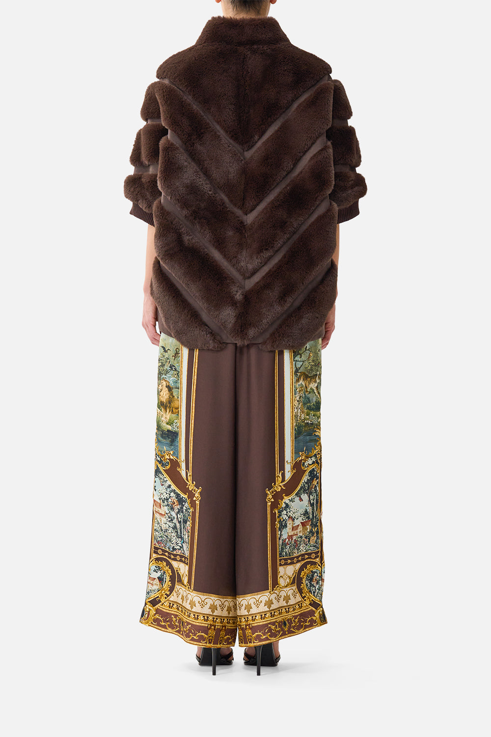 FAUX FUR STRIPE SLOUCH JACKET ANIMALS IN THE PALACE