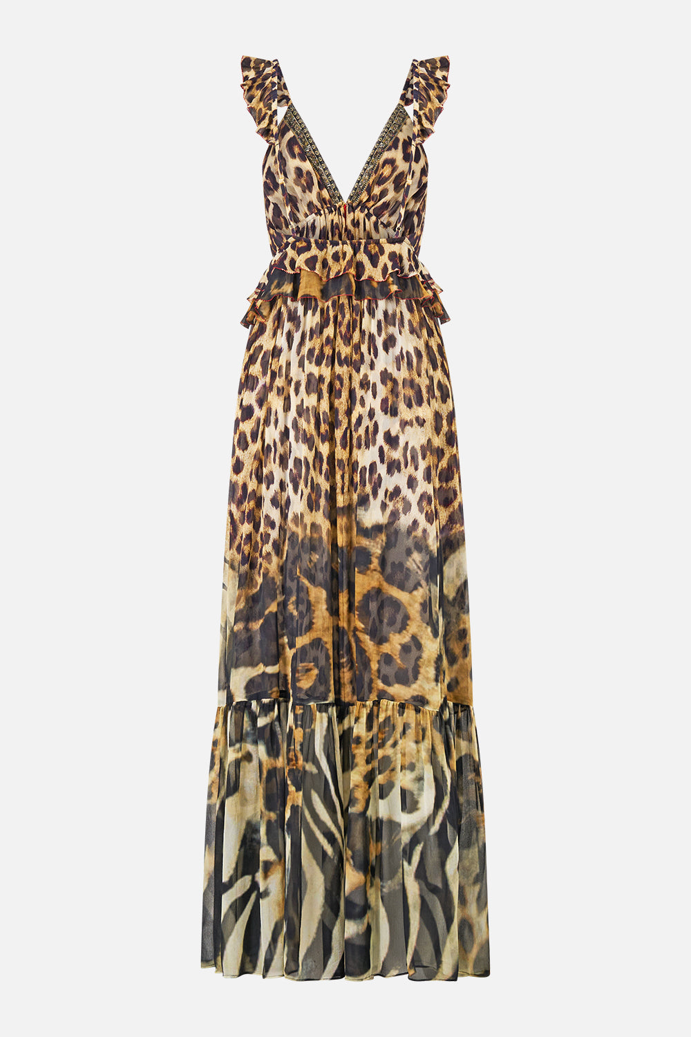 The CAMILLA FRILL BRALETTE LONG DRESS LEOTIGRA LAND