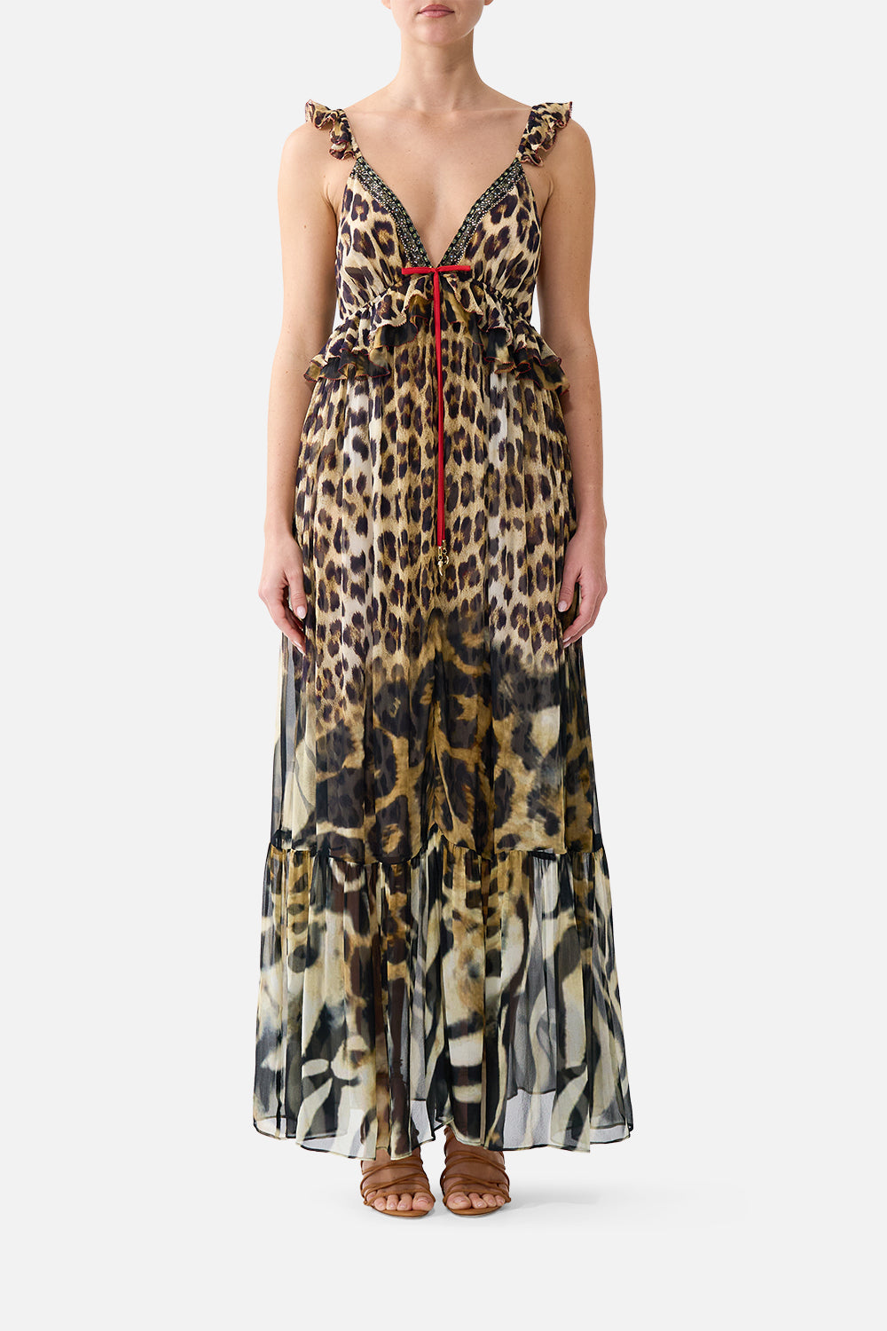 The CAMILLA FRILL BRALETTE LONG DRESS LEOTIGRA LANDLEOTIGRA LAND