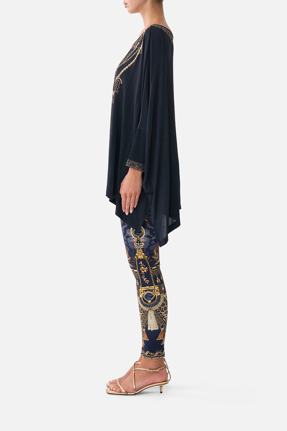 SCOOP NECK SLOUCH TEE CLOAKED IN BAROQUE
