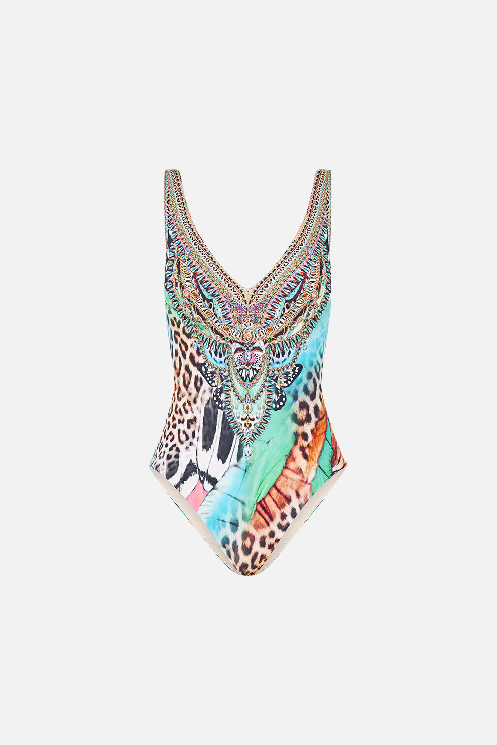 V NECK ONE PIECE WITH V BACK BUTTERFLY BOHEMIA