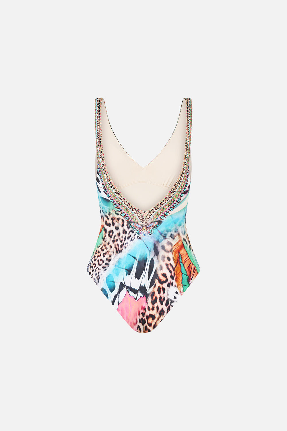 V NECK ONE PIECE WITH V BACK BUTTERFLY BOHEMIA