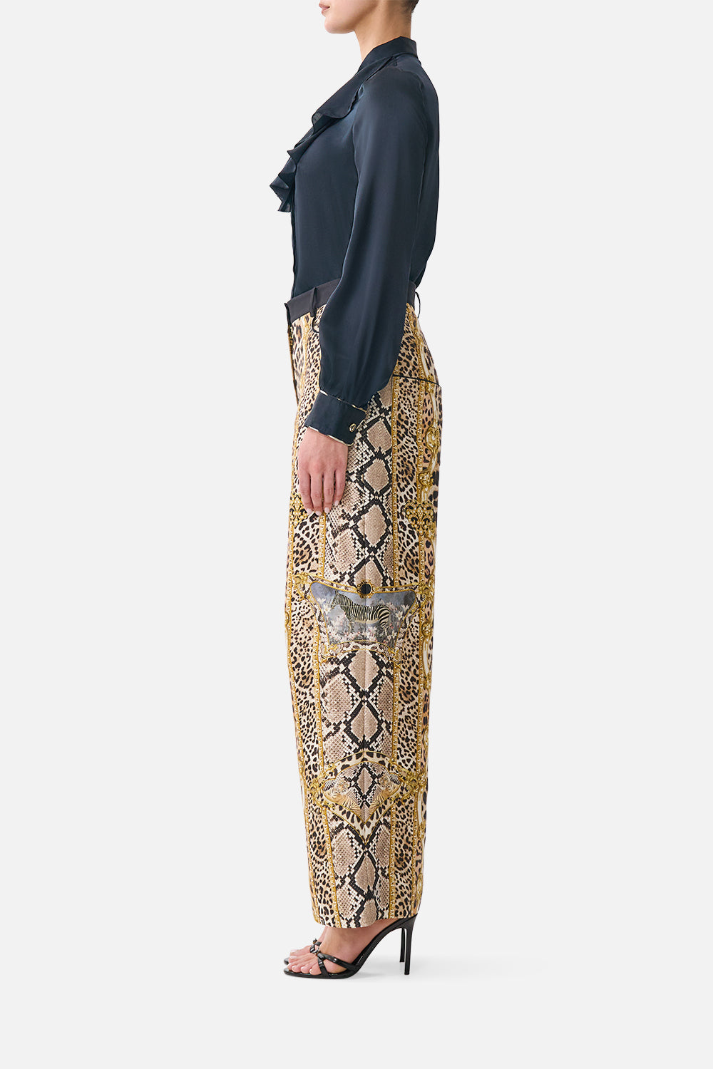 RELAXED TROUSER WITH BACK YOKE LEOPARD LIBERTINE