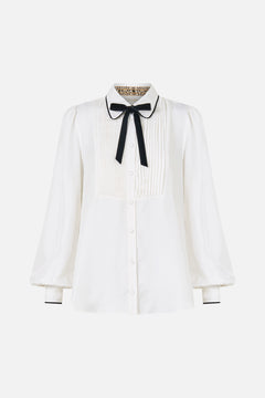COLLARED SHIRT WITH PINTUCKS LEOPARD LIBERTINE