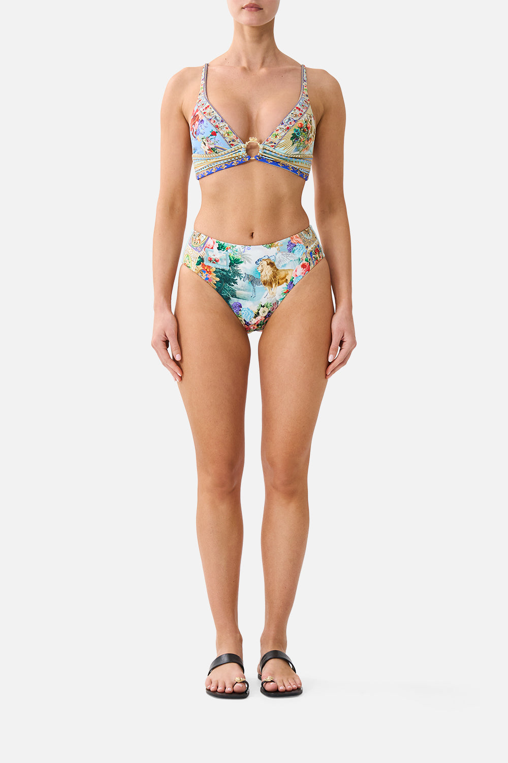 HIGH TRI BIKINI TOP WITH RING FRONT VERSES IN VINTAGE
