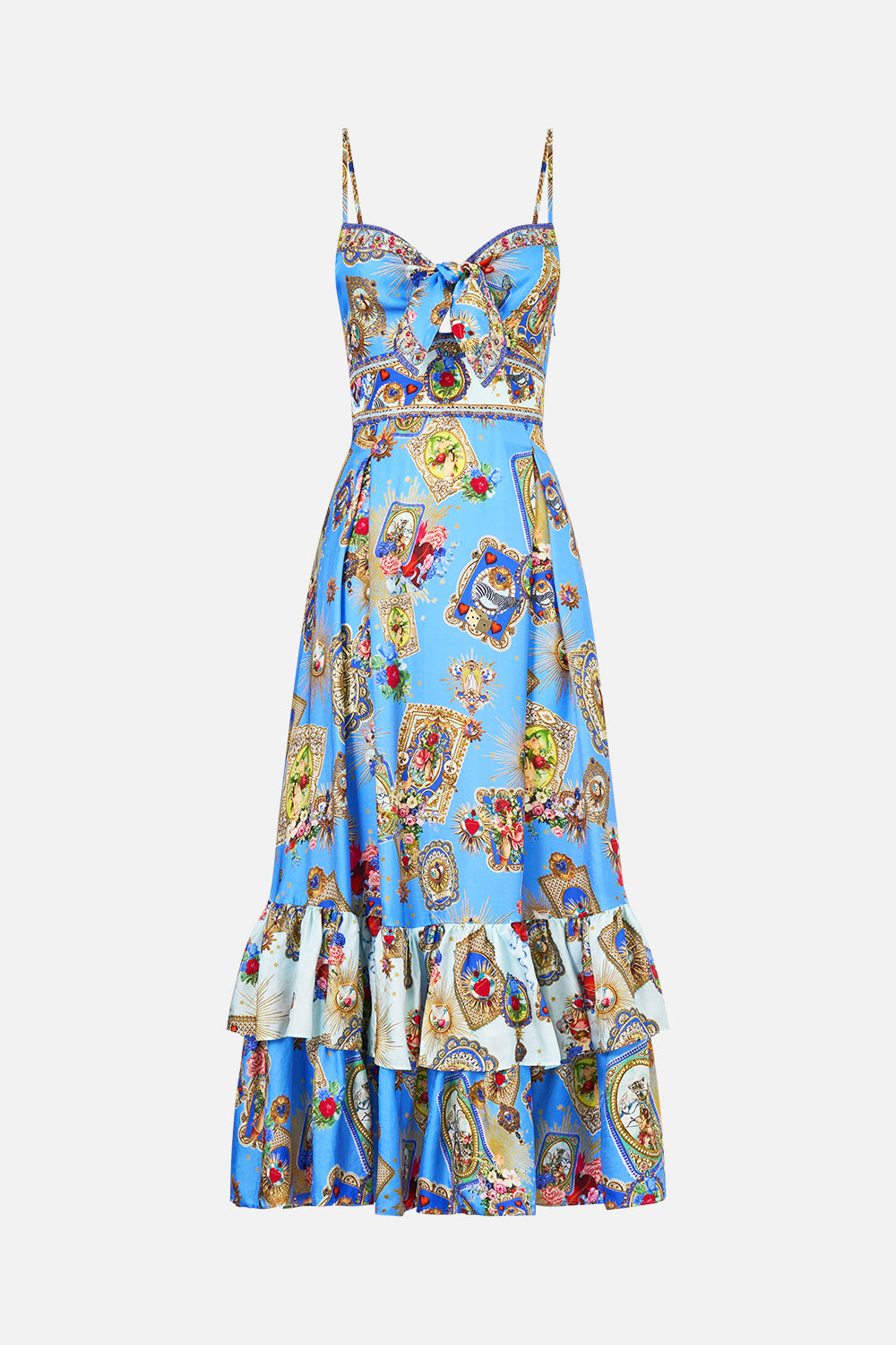 RUFFLE HEM TIE FRONT MIDI DRESS VERSES IN VINTAGE