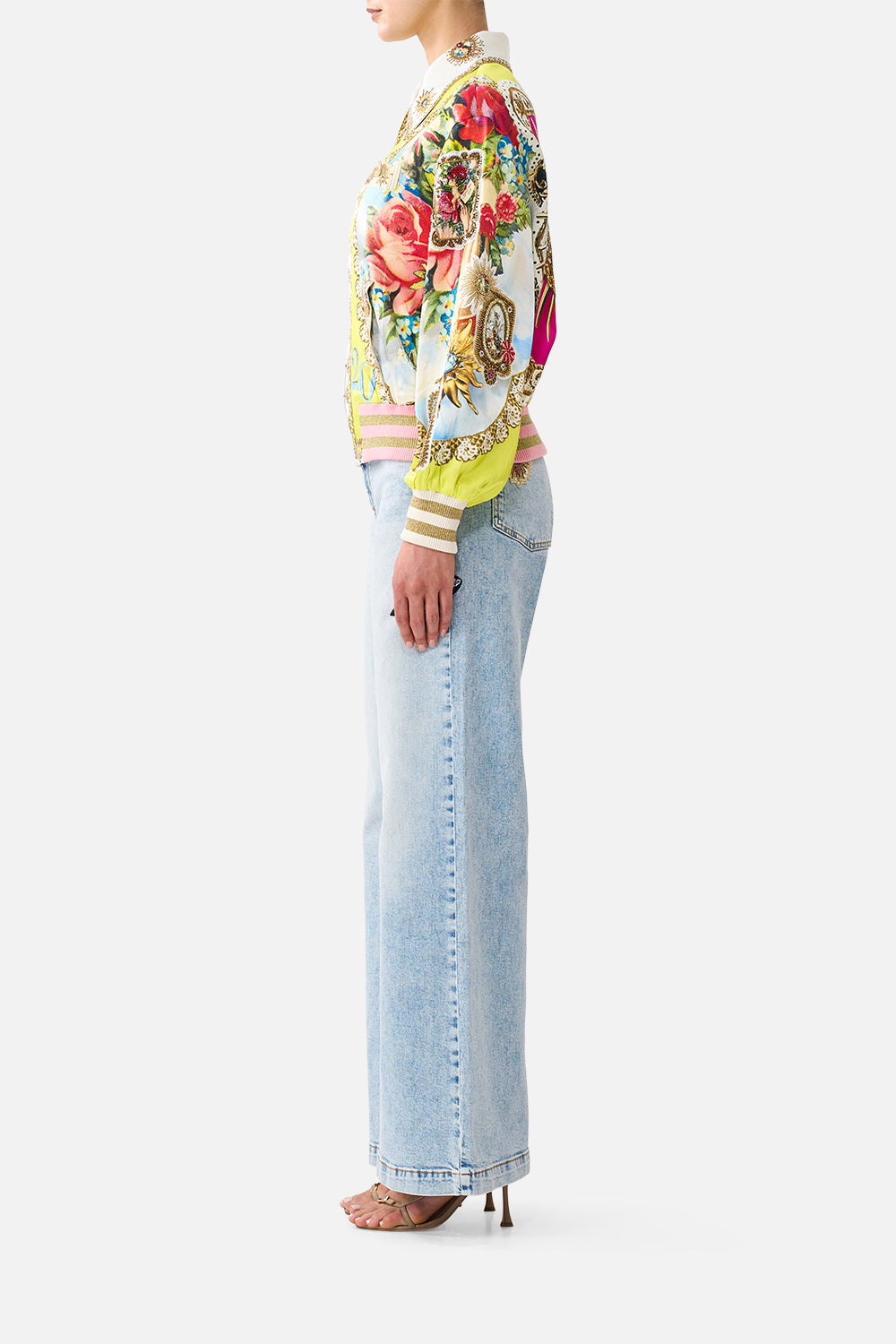 BOMBER JACKET WITH POCKET DETAILS PAINTED PRAYERS